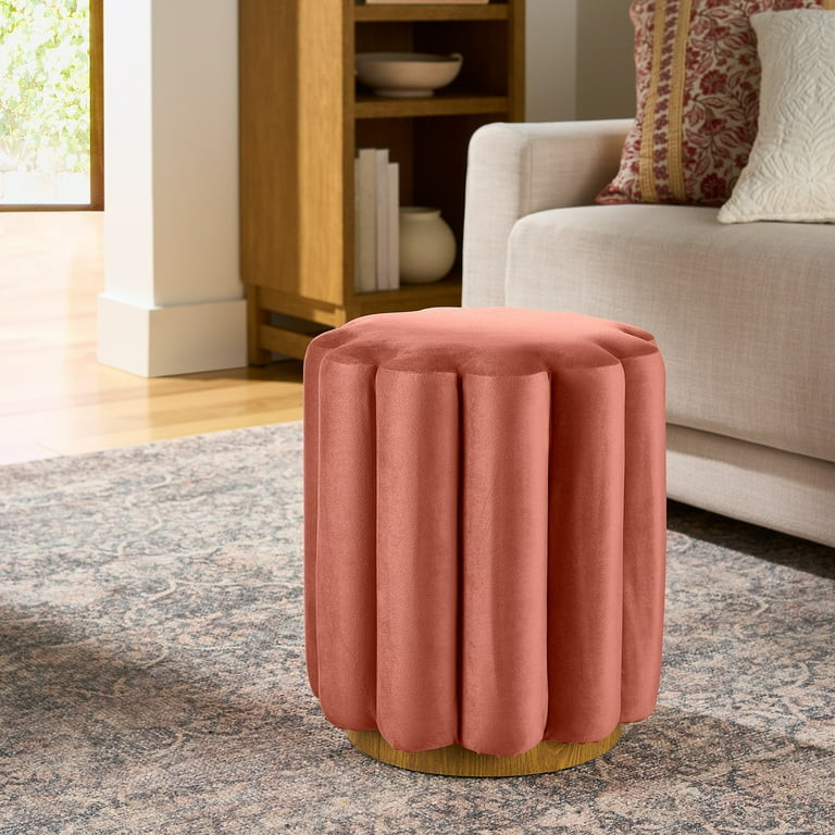 Better Homes & Gardens Lillian Velvet Tufted Ottoman, Rose | Walmart (US)