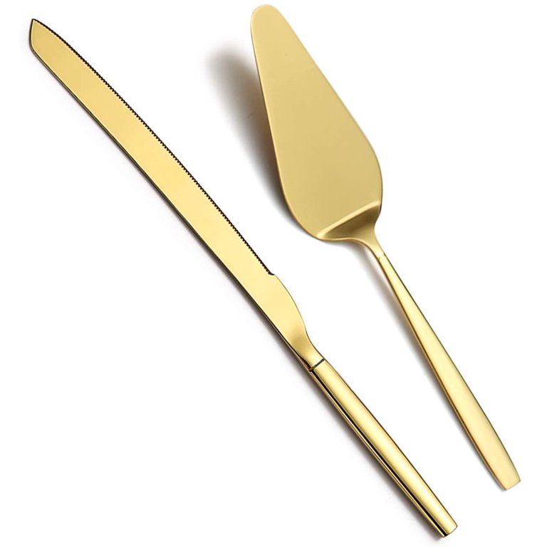 ReaNea Gold Wedding Cake Knife And Server Set, Cake Cutter 2 Pieces, Cake Cutting Set for Wedding | Walmart (US)