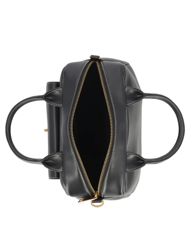 Free Assembly Women's Faux Leather Satchel Handbag, Black | Walmart (US)
