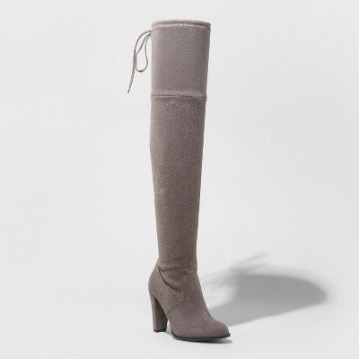 Women's Nikka Heeled Over the Knee Sock Boots - A New Day™ Gray 10 | Target