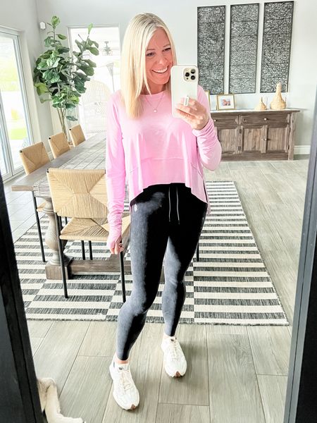 Love this pink free people top with knit free people leggings and new balance. Small top and XS/S leggings  

#LTKSeasonal #LTKstyletip #LTKover40