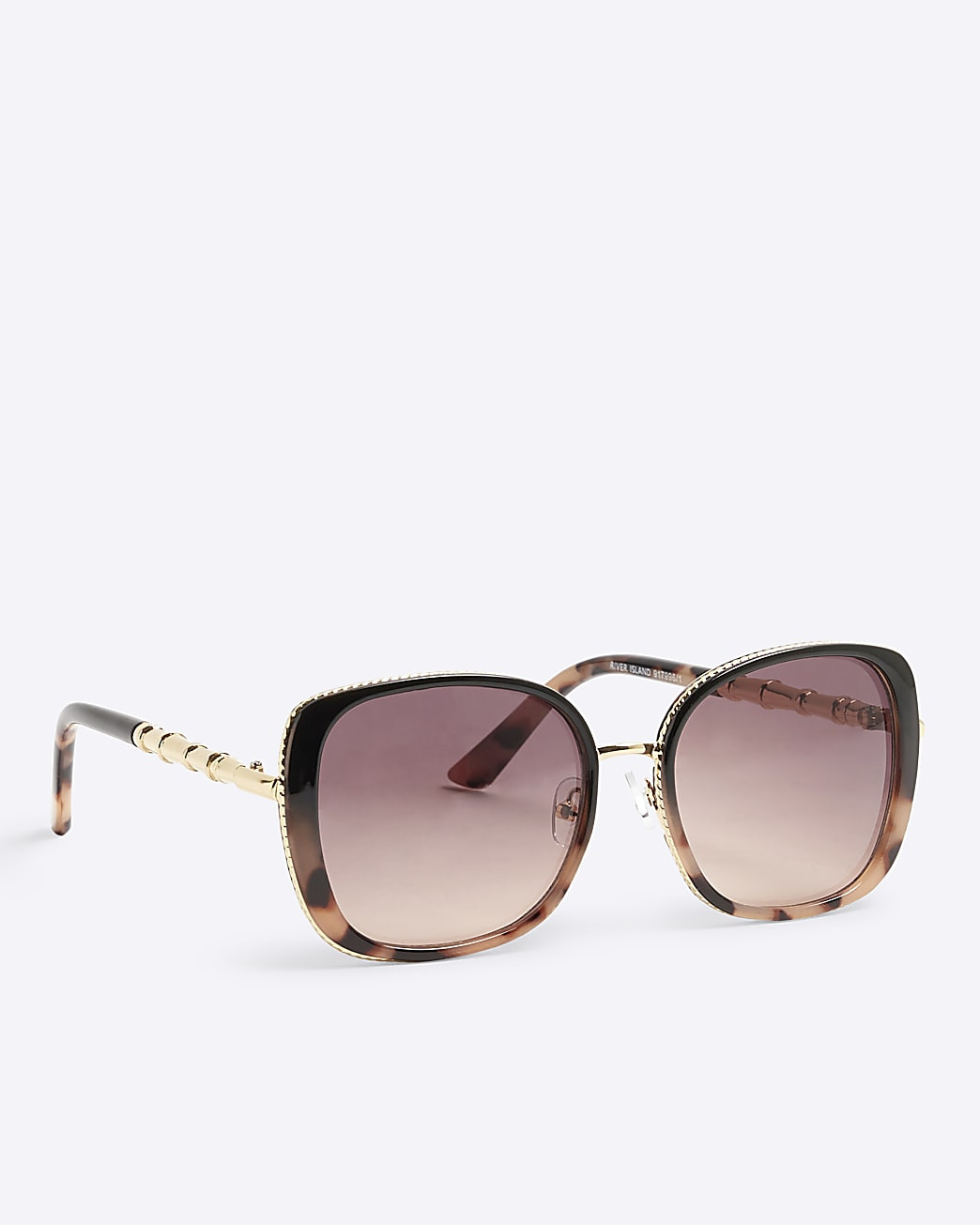 Black Metal Round Gold Trim Sunglasses | River Island UK & IE