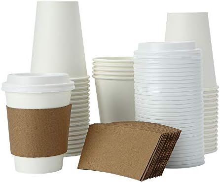 TashiLiving 12 Ounce Paper Coffee Lids and Sleeves-108 Set disposable cups for Hot Cocoa, Chocola... | Amazon (US)