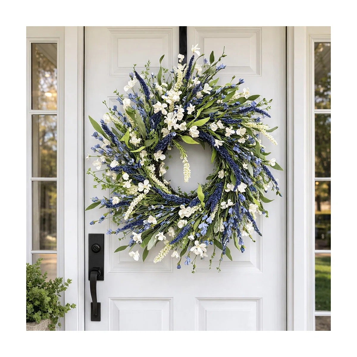 24" Artificial Farmhouse Spring Summer Greenery Foliage Lavender Berry Coastal Wildflower Front D... | Wayfair North America