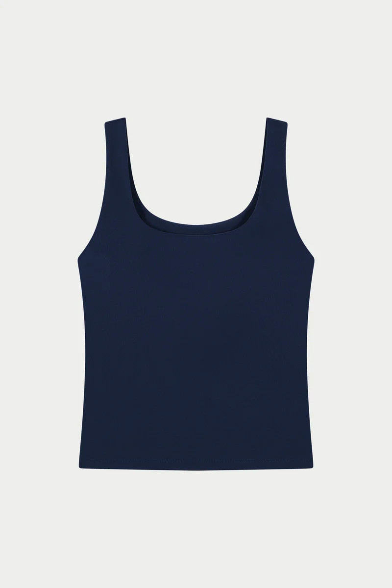 SCULPTING STRETCH SCOOP NECK SPORTS TOP - DARK NAVY | The Couture Club