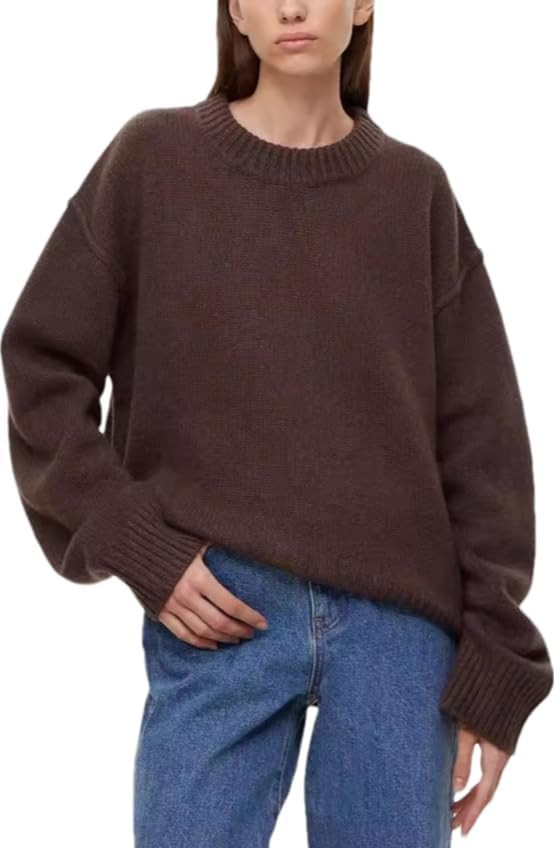 LOUSEA Women's Crewneck Sweater Long Sleeve Pullover Solid Color Sweatshir Loose fit Casual Autum... | Amazon (US)