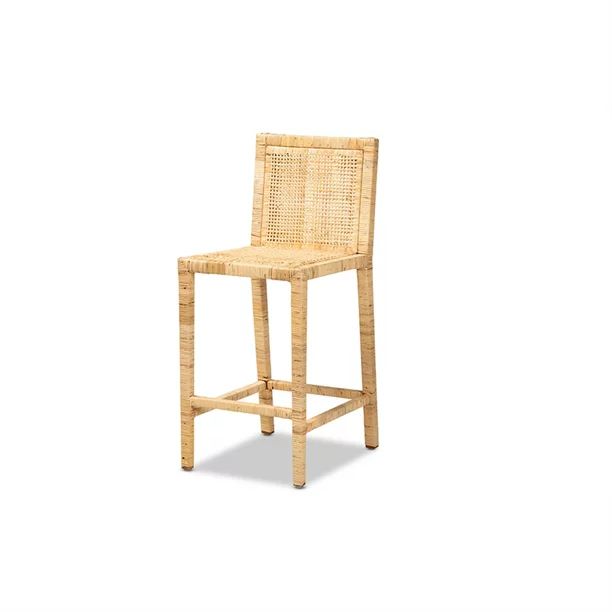 Baxton Studio Sofia Modern and Contemporary Natural Finished Wood and Rattan Counter Stool - Walm... | Walmart (US)