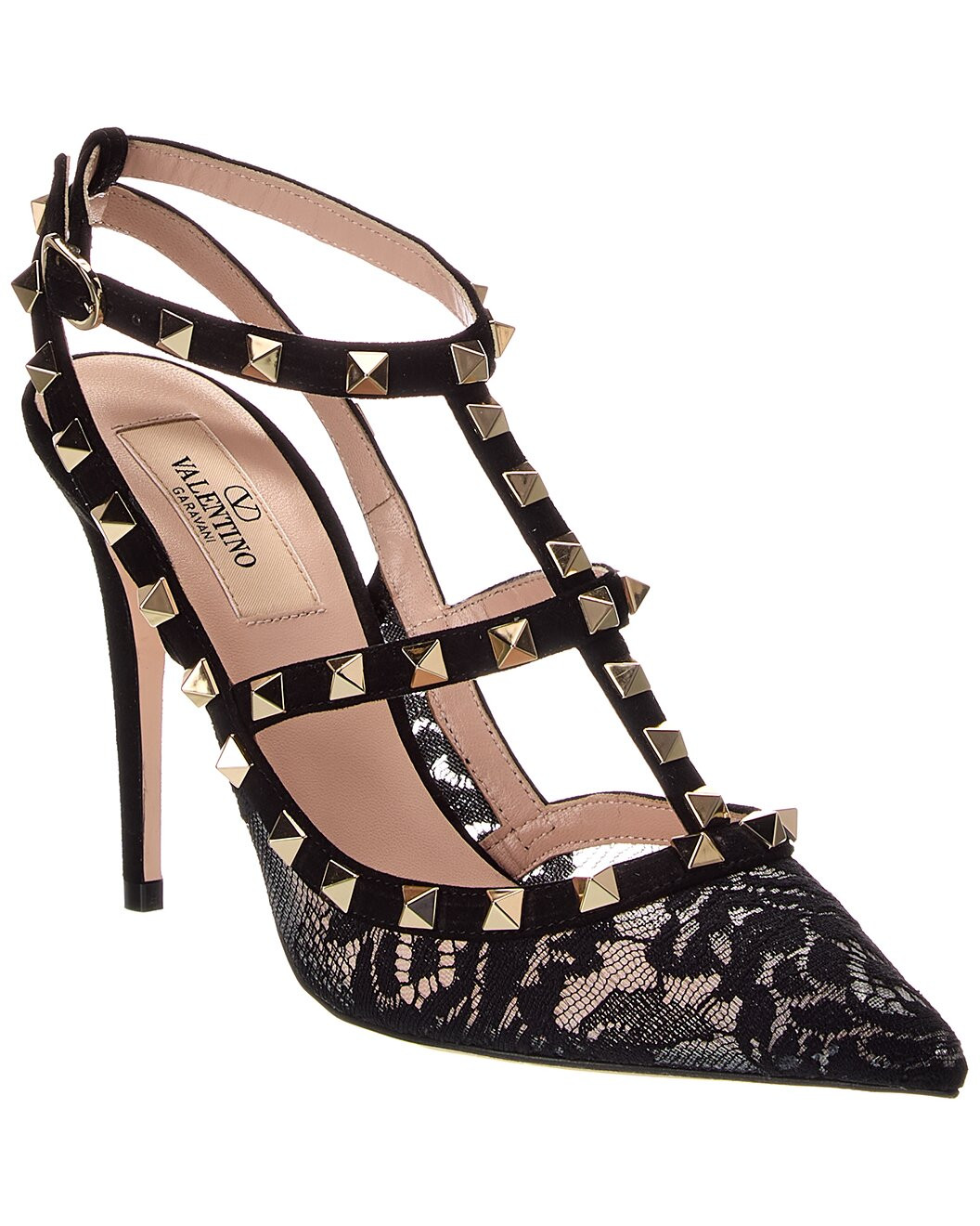 Rockstud 100 Caged Suede & Lace Pump | Rue La La