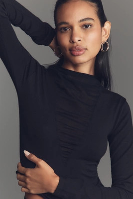 By Anthropologie Fitted Sheer-Panel Sweater | Anthropologie (US)