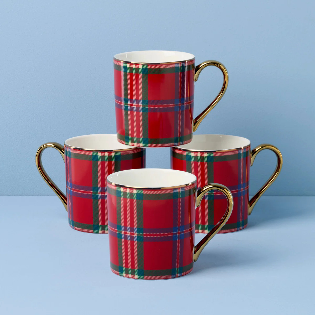 Holiday Red Tartan Mugs - Set of 4 | Lenox