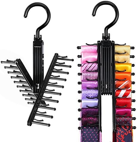 IPOW Upgraded 2 PCS See Everything Cross X 20 Tie Rack Holder,Rotate to Open/Close Tie and Belt H... | Amazon (US)