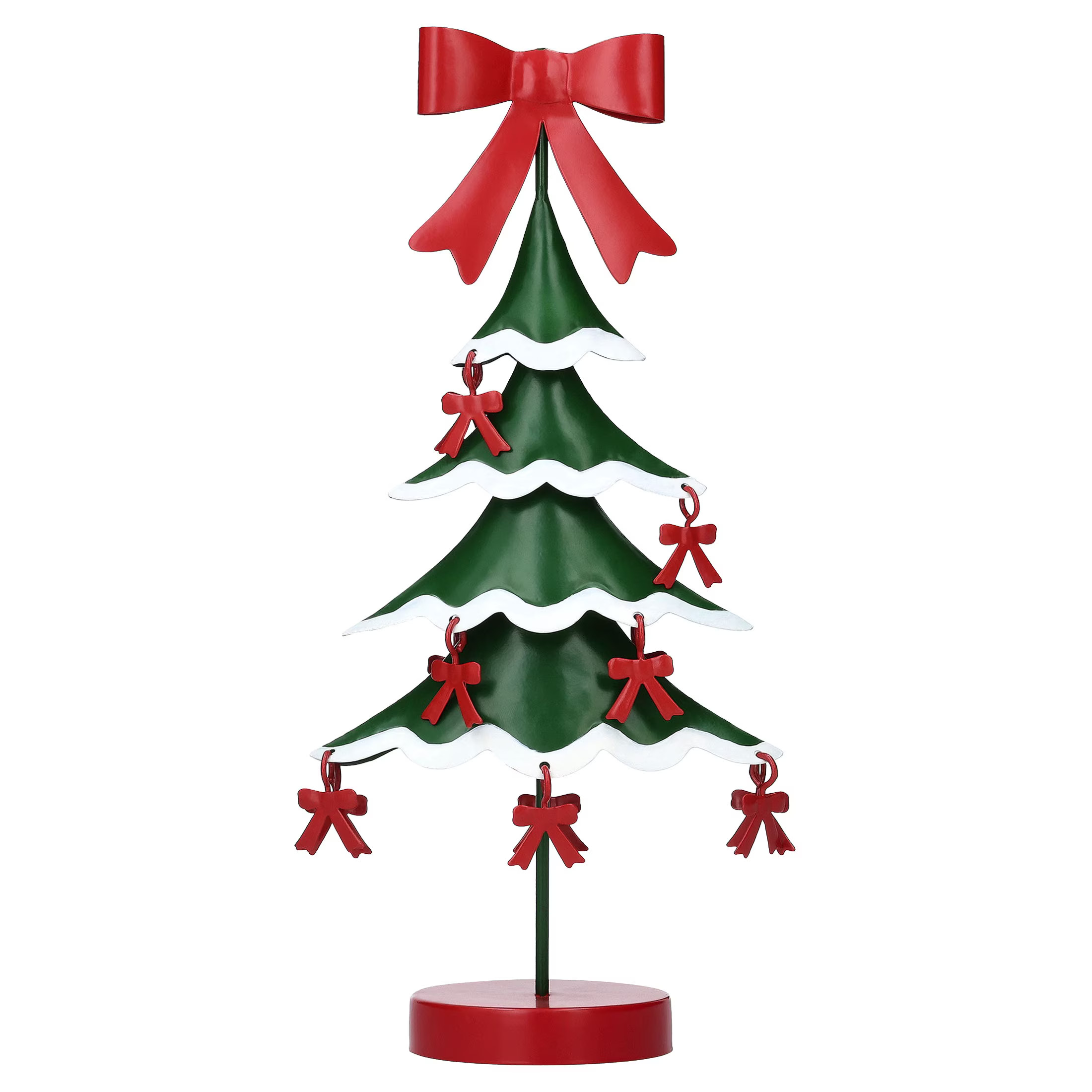 Small Metal Christmas Tree with Bows Decoration, Red/Green/White, 10.5", by Holiday Time - Walmart.com | Walmart (US)