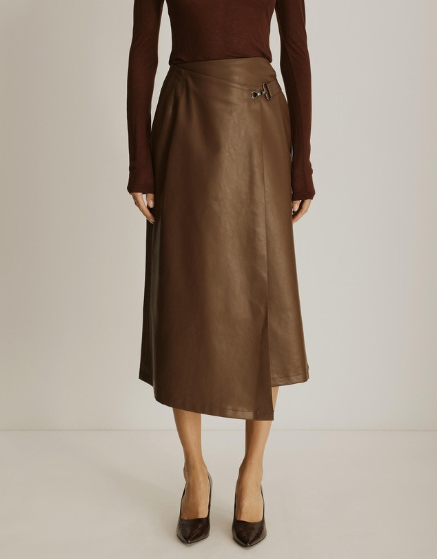 Zarael Leather Look Wrap Midi Skirt | THE ICONIC (AU & NZ)