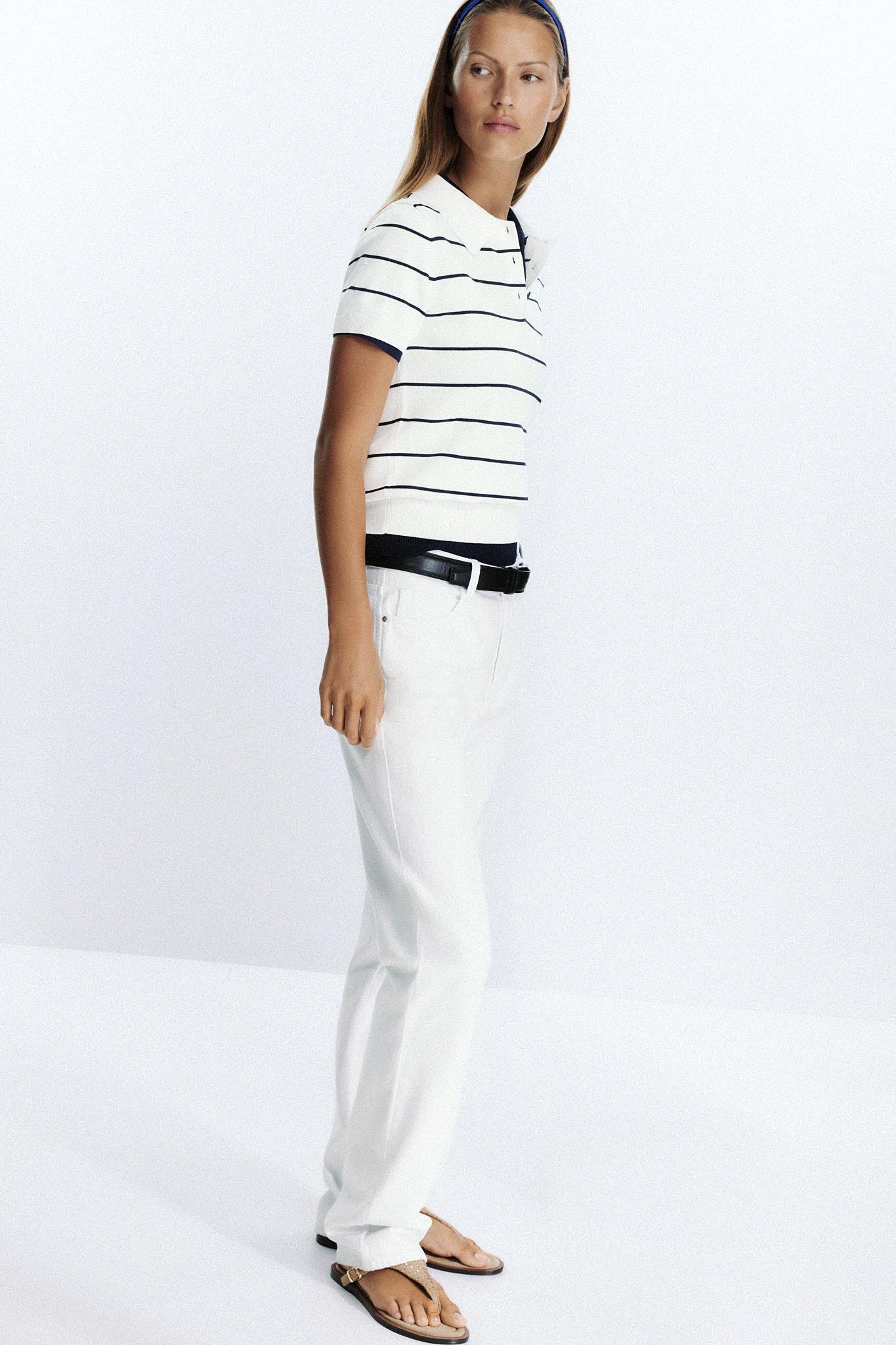 SHORT SLEEVE KNIT POLO TOP | Zara Canada