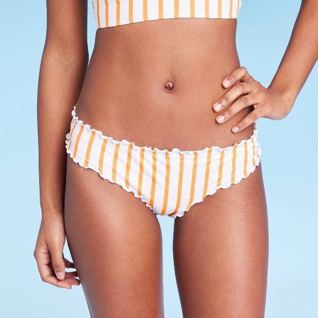 Women's Ruffle Cheeky Bikini Bottom - Shade & Shore™ Orange | Target