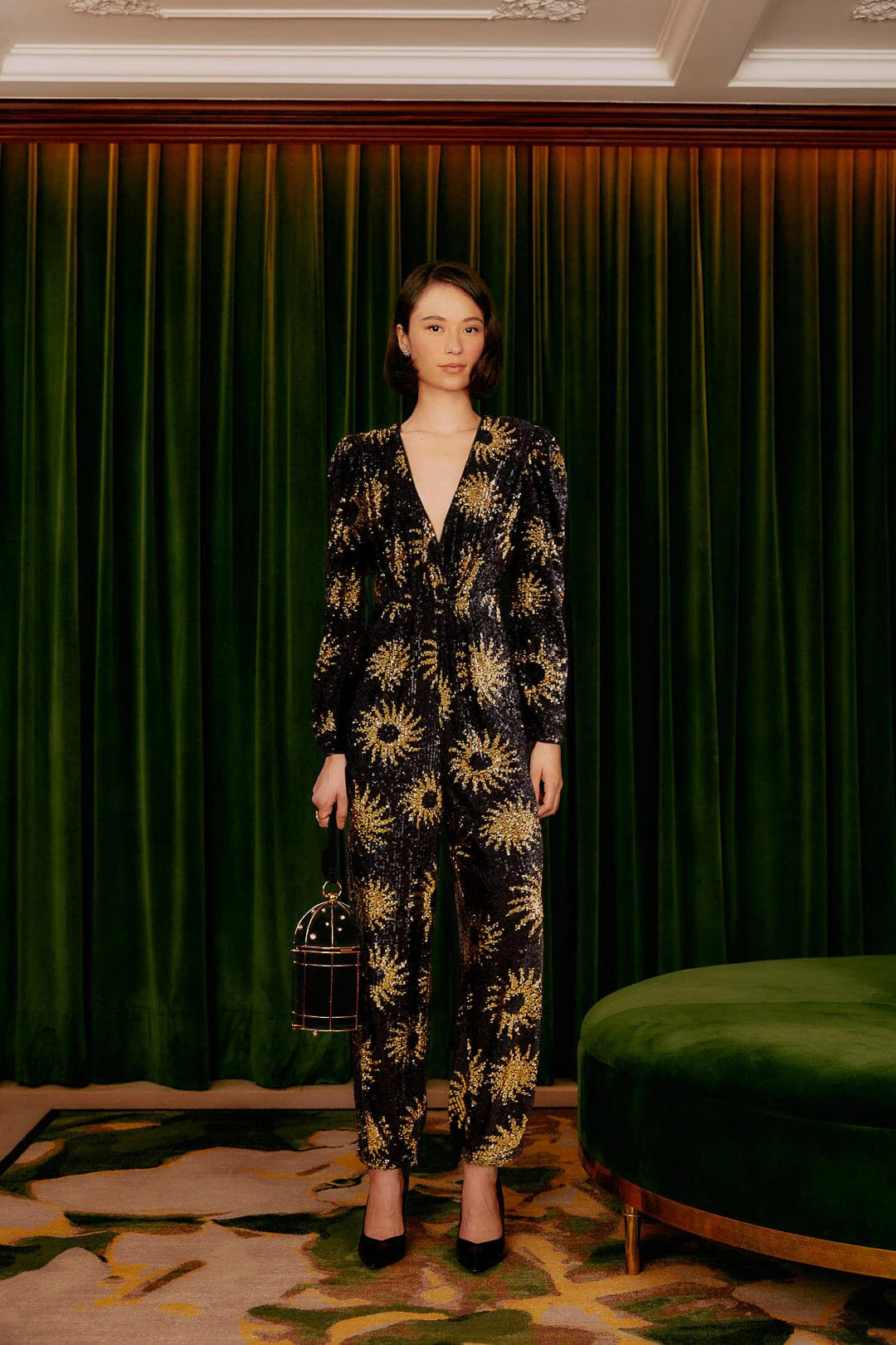 Sunny Mood Sequin V Neck Jumpsuit | FarmRio (US)