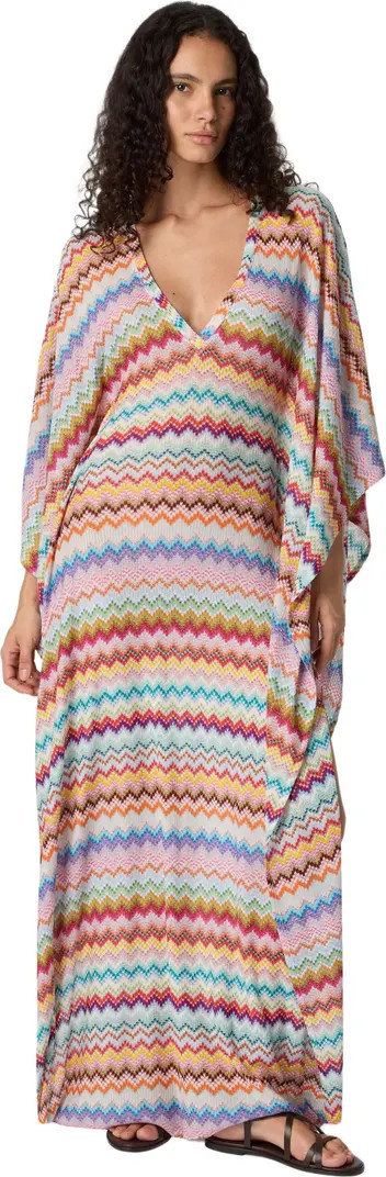 Long Caftan Cover-up With Micro Pixel-effect Zigzag Pattern | Nordstrom