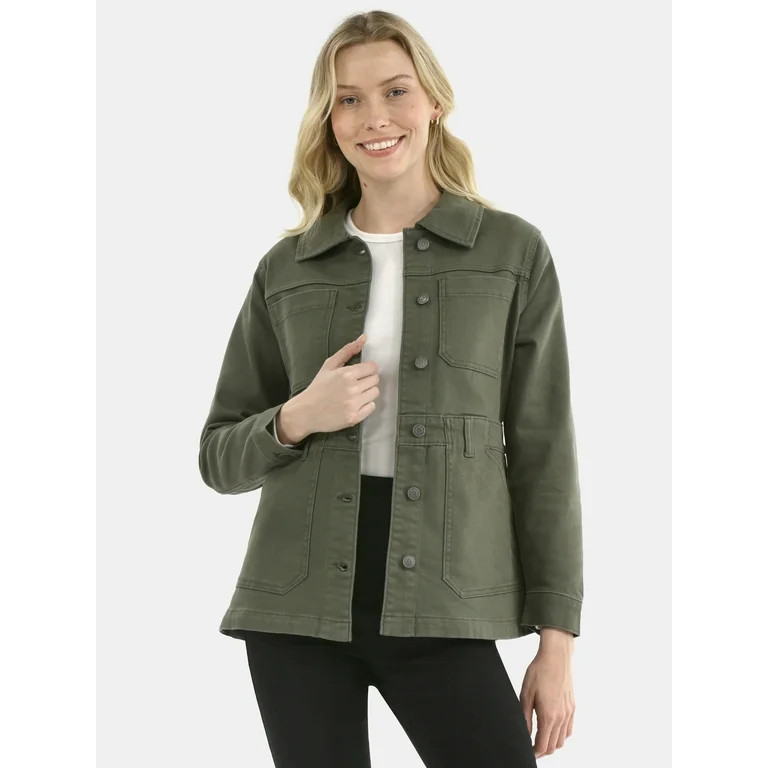 Time and Tru Women's Denim Utility Jacket, Sizes XS-XXXL | Walmart (US)