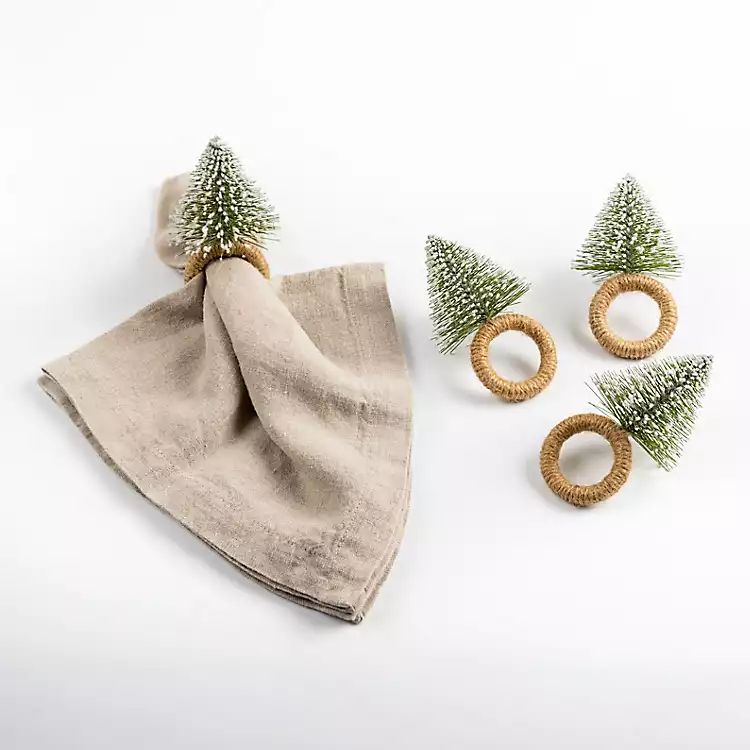 Bottle Brush Christmas Tree Napkin Rings, Set of 4 | Kirkland's Home