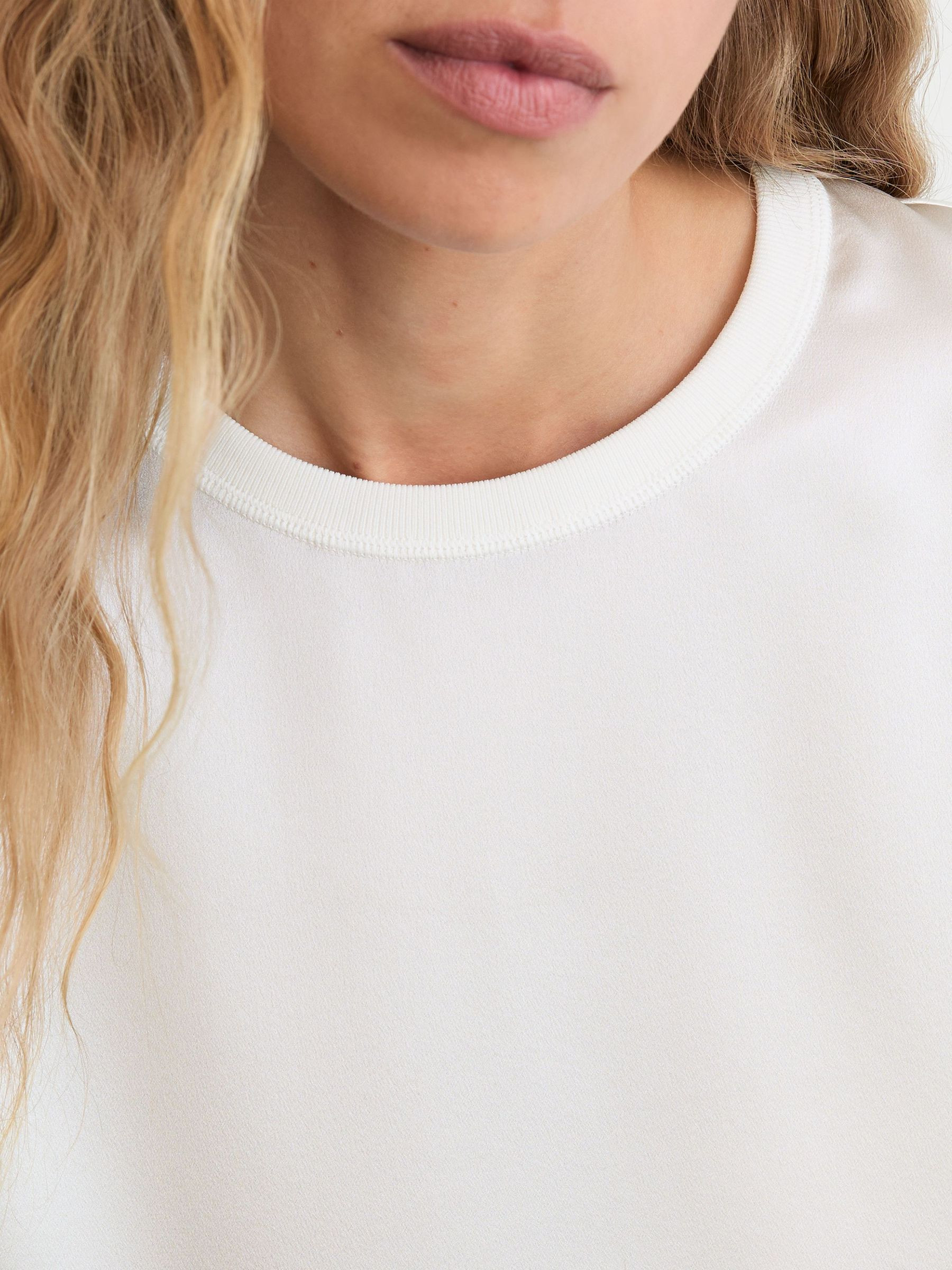 Reiss Silk Short-Sleeve Top in Ivory - REISS | Reiss UK
