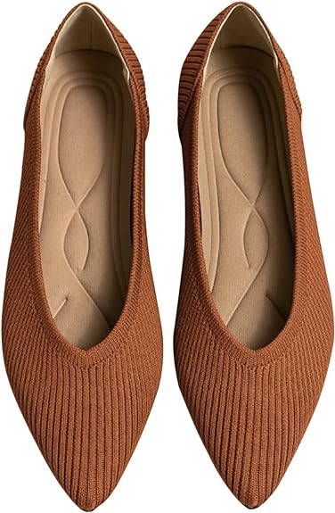 Women's Flats Shoes Pointed Toe Knit Ballet Comfortable Dressy Slip On Flat | Amazon (US)