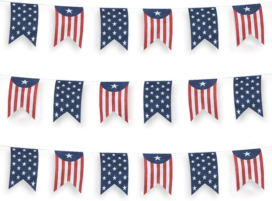 26 Ft American Flag Banner, Patriotic Event Independence Day String Banner for 4th of July Memori... | Amazon (US)