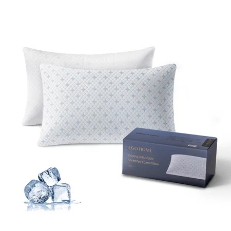 EGOHOME 2-Pack Adjustable Cooling Bed Pillows, Shredded Memory Foam Pillows Set of 2, Standard Queen, Dual Sides | Walmart (US)