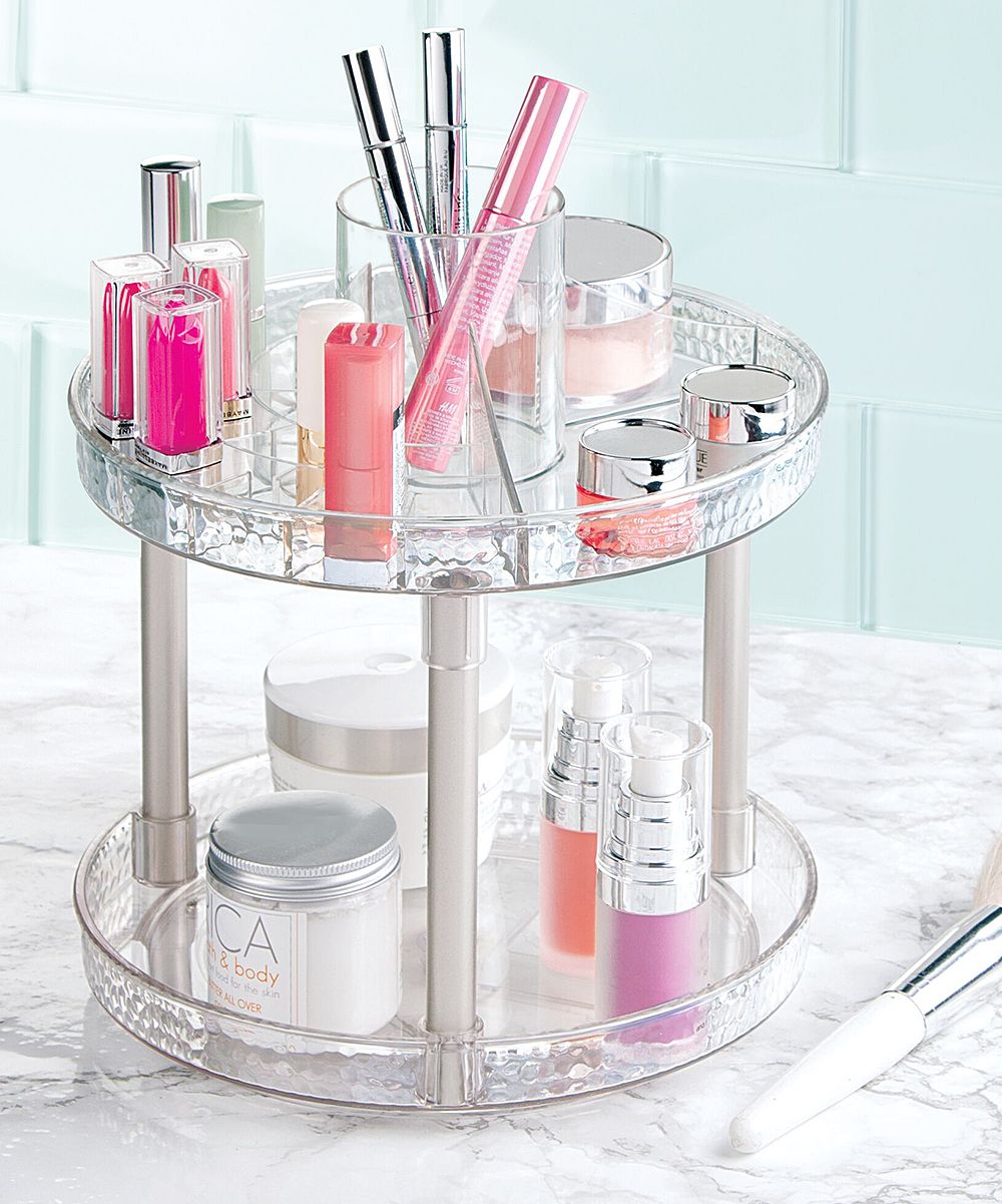 iDesign Cosmetic Organizers Clear/Satin - Two-Tier Cosmetic Spinner | Zulily