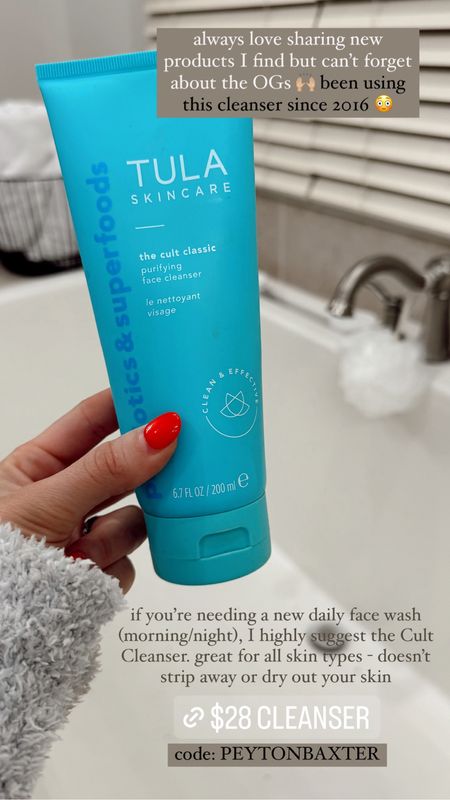 Tula cult classic cleanser face wash makeup remover. $28 with code PEYTONBAXTER 