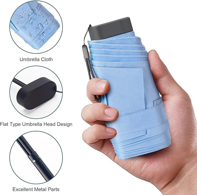 LEAGERA Compact Travel Umbrella with Case - Mini Umbrella for Purse, Small Lightweight &Tiny Desi... | Amazon (US)