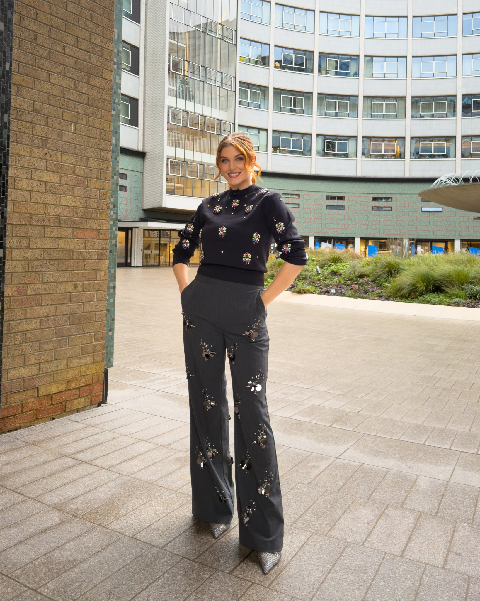 Sorry but how festive is this outfit!! I am so obsessed with the jewels on the black knit jumper from river island and the grey trousers from Karen Millen! Amazing ❤️

The grey mesh heels are also river island! 

#LTKwinter #LTKpartywear #LTKworkwear