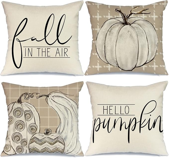 GEEORY Fall Pillow Covers 18x18 Set of 4 for Fall Decor Buffalo Plaid Pumpkin Outdoor Fall Pillow... | Amazon (US)