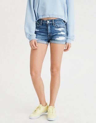 AE Ne(x)t Level High-Waisted Denim Short Short | American Eagle Outfitters (US & CA)