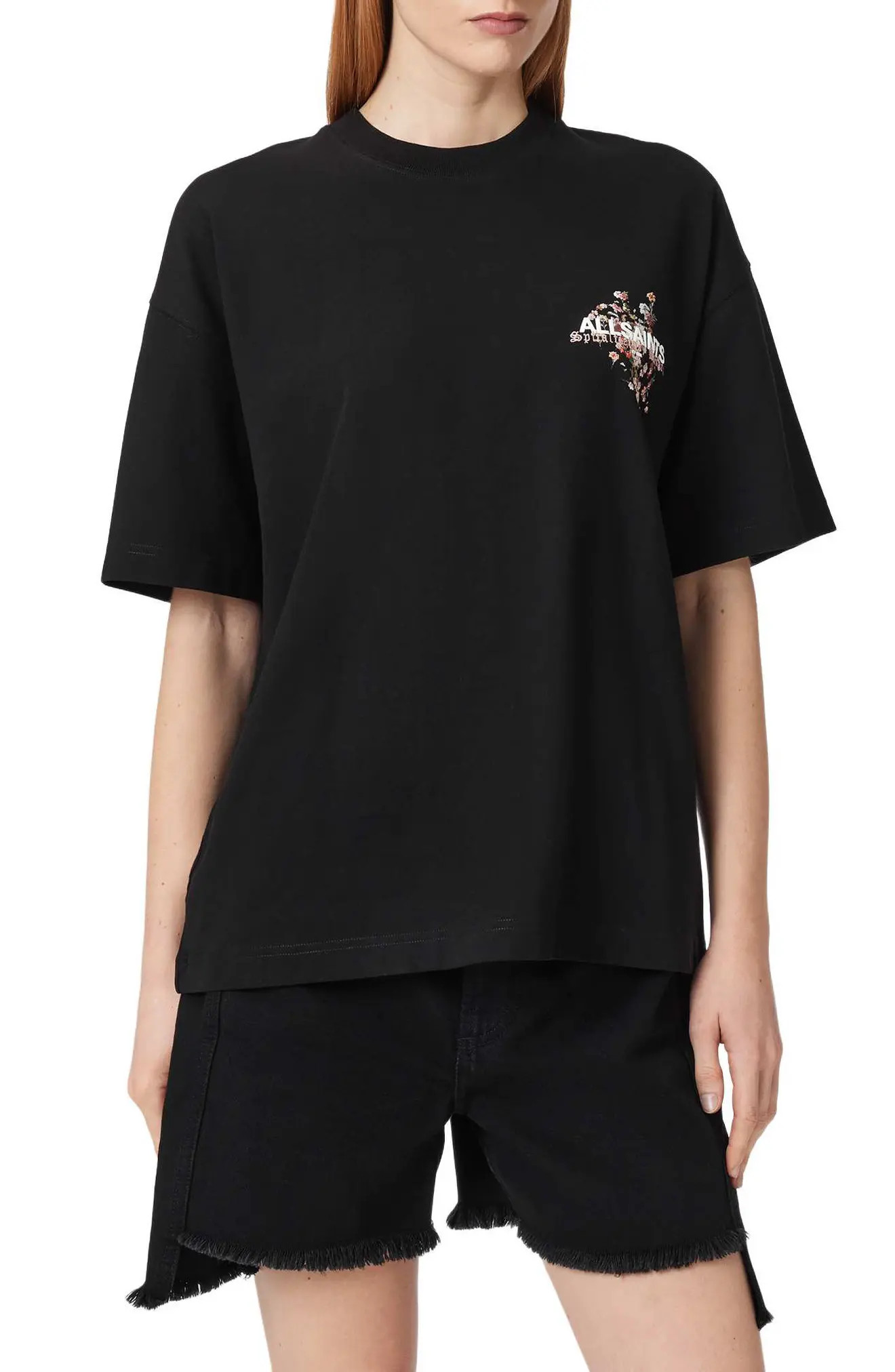 AllSaints Valen Etta Graphic T-Shirt in Black at Nordstrom, Size Medium | Nordstrom
