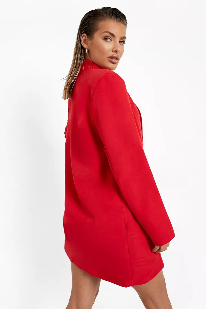 Shoulder Pad Plunge Oversized Blazer | boohoo (US & Canada)