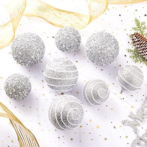 ChrisWish Silver Christmas Ball Ornaments, Christmas Ball Decorations Shatterproof Plastic Hanging P | Amazon (US)