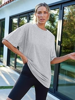 AUTOMET Womens Oversized T Shirts Workout Plus Size Short Sleeve Tops Casual Loose Basic Tees Sum... | Amazon (US)