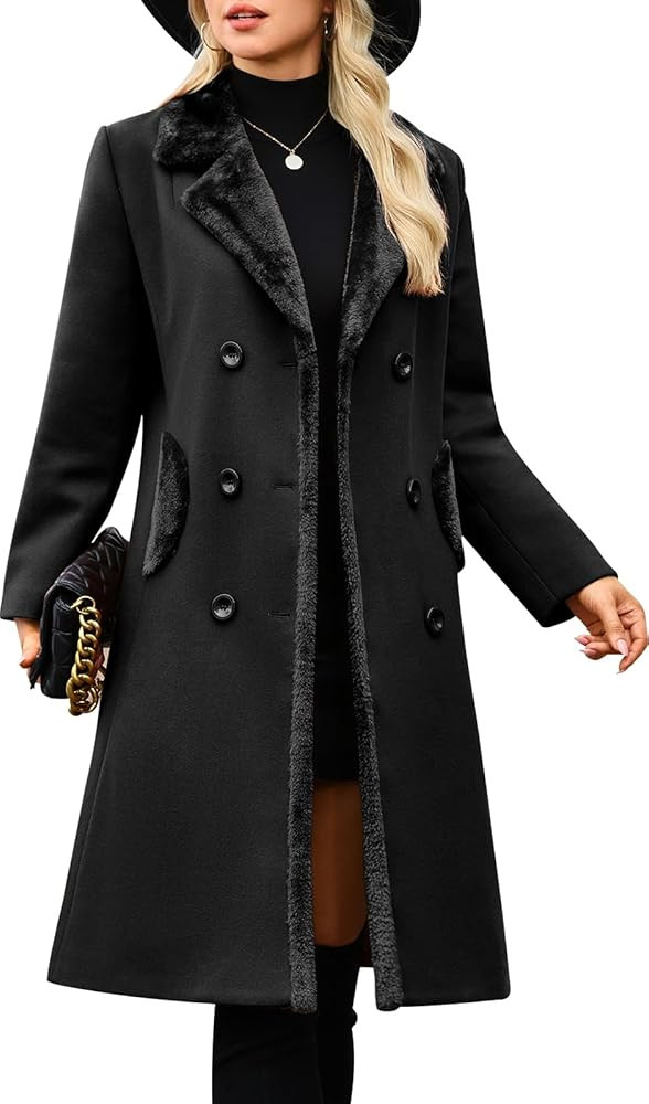 UMIPUBO Women's Winter Coats Warm Double Breasted Pea Coat Lapel Collar Trench Coat Long Thick Sl... | Amazon (US)