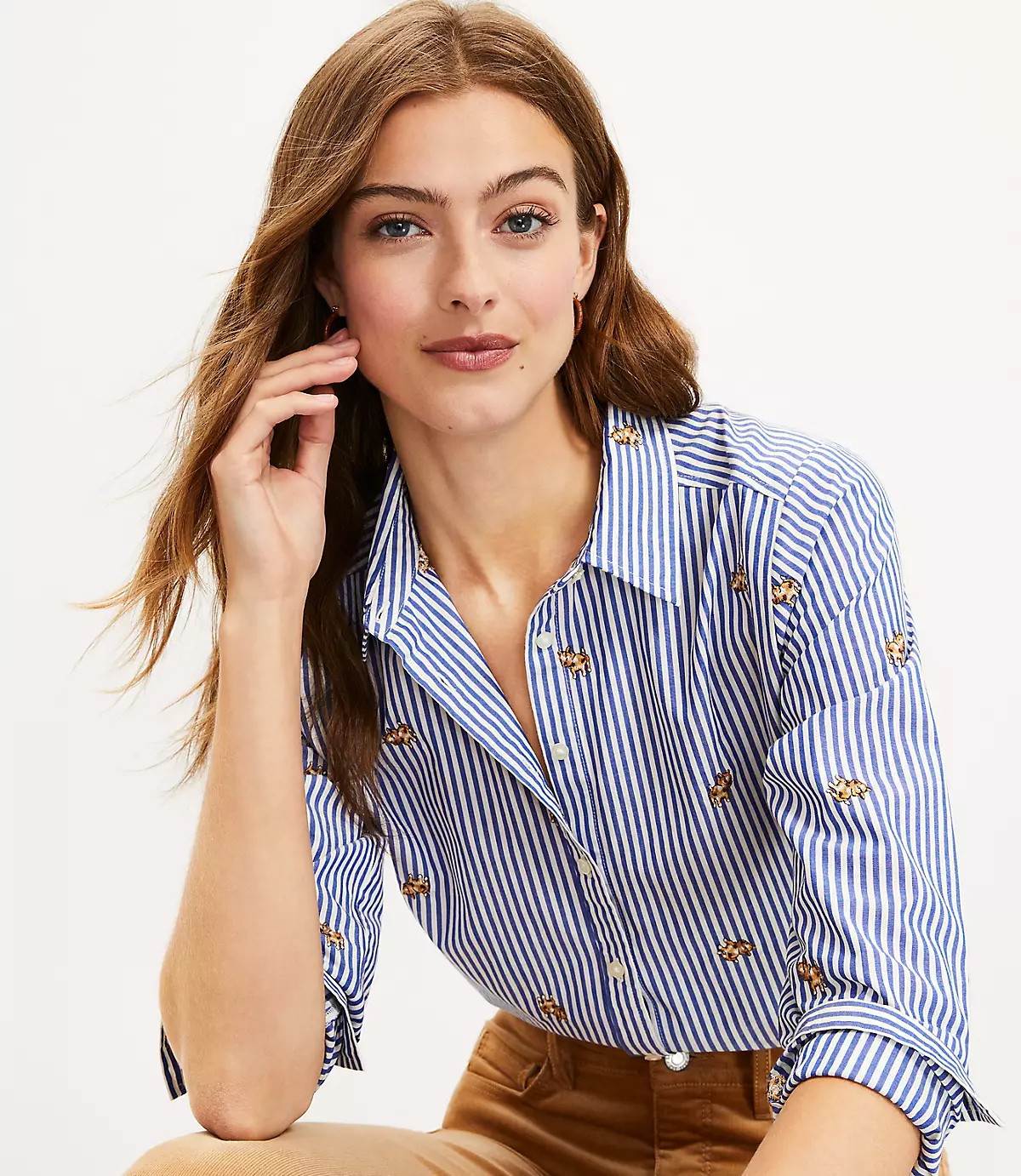 Petite Dog Stripe Everyday Shirt | LOFT