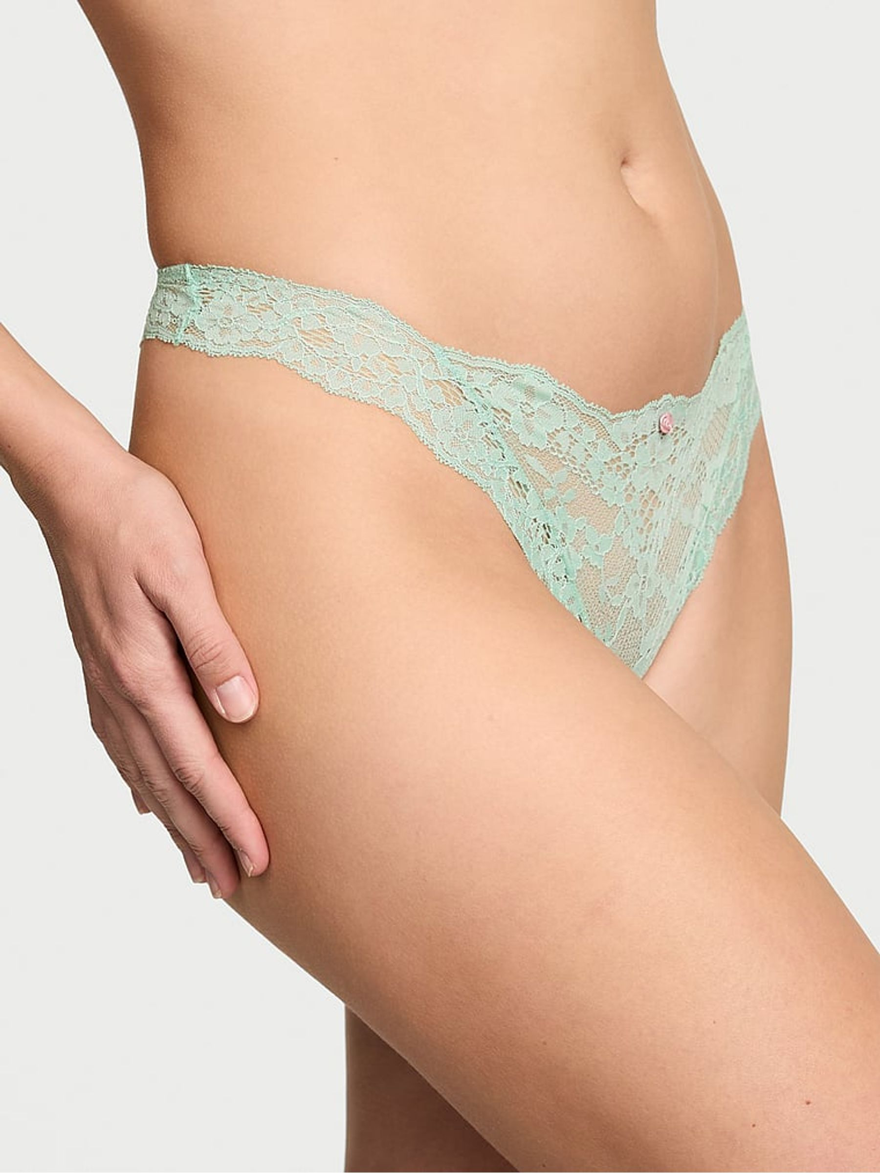 Silent Green Thong Lace Knickers | Victoria's Secret UK | Victoria's Secret UK