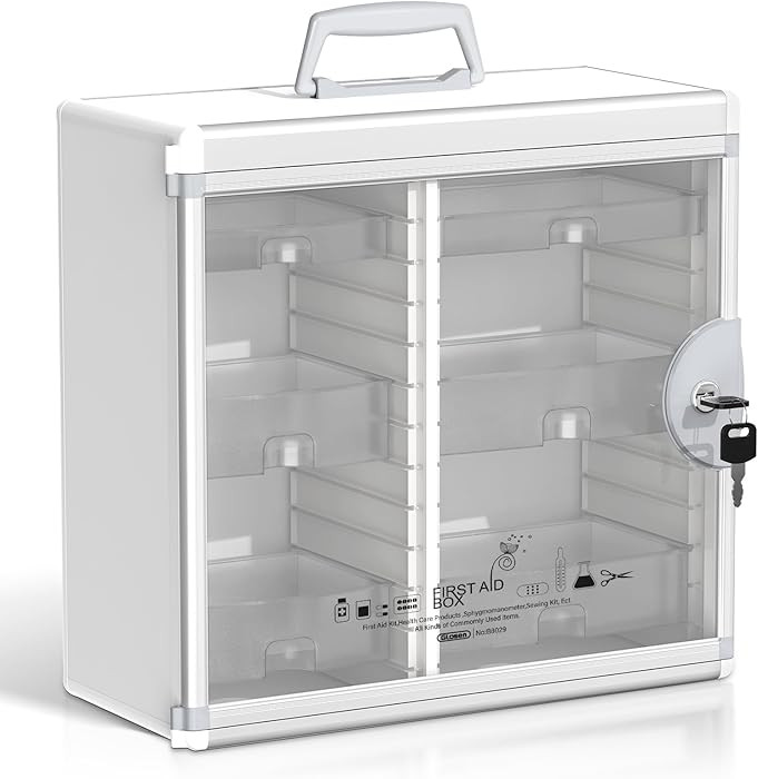 Glosen Medicine Cabinet with Key Wall Mounted Medication Lock Box 【 Silver 15x 6.7 x 13 Inch】... | Amazon (US)