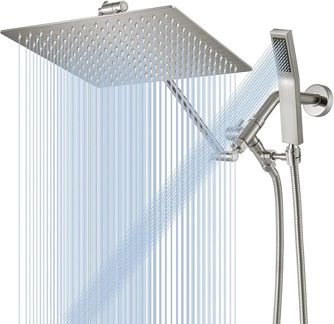 Shower Head, 12 Inch HotQing All Metal Dual Square Shower Head Combo, Rainfall Shower Head with H... | Amazon (US)