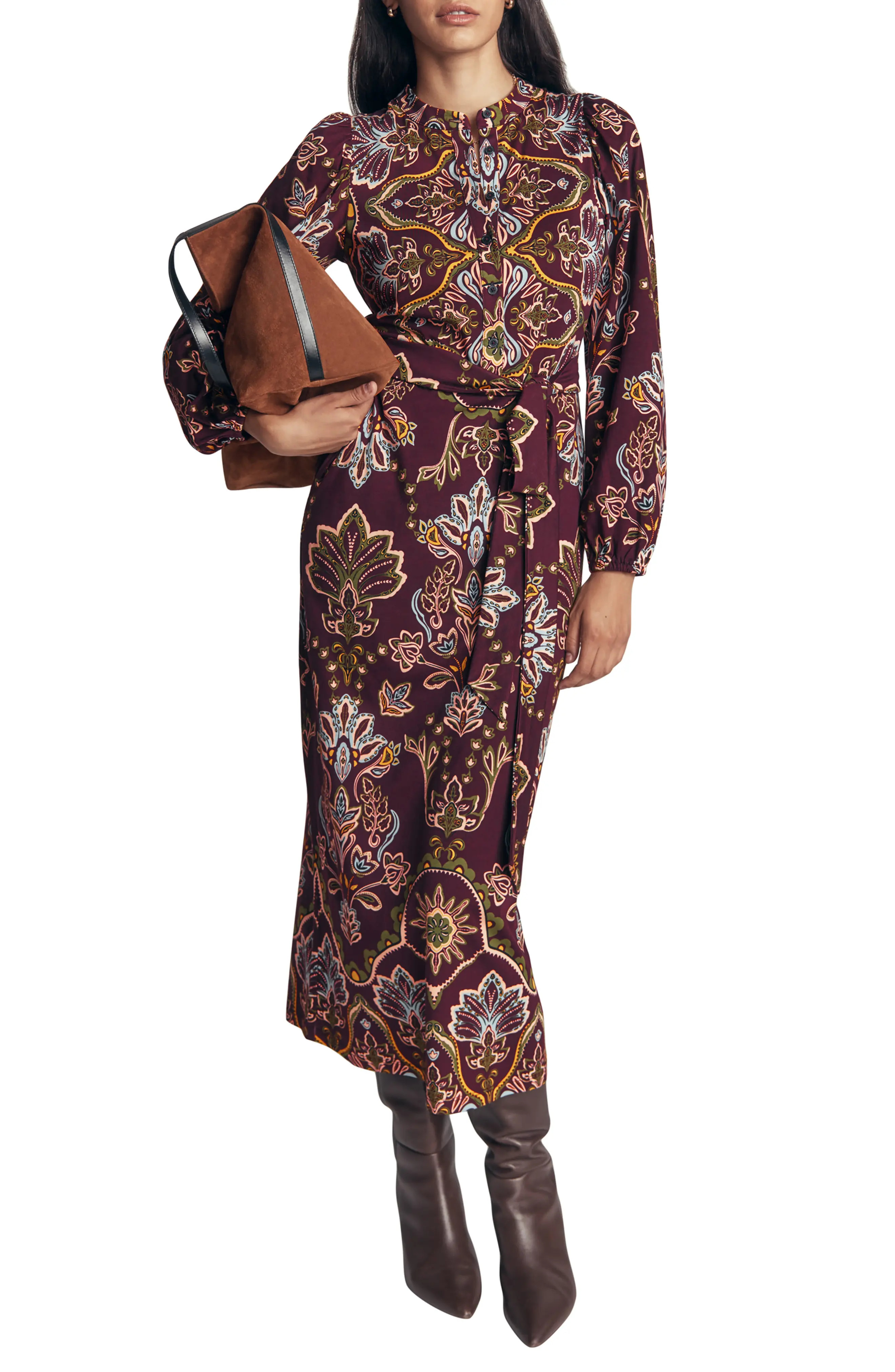 Boden Eli Belted Jersey Midi Dress (Women) | Nordstrom | Nordstrom