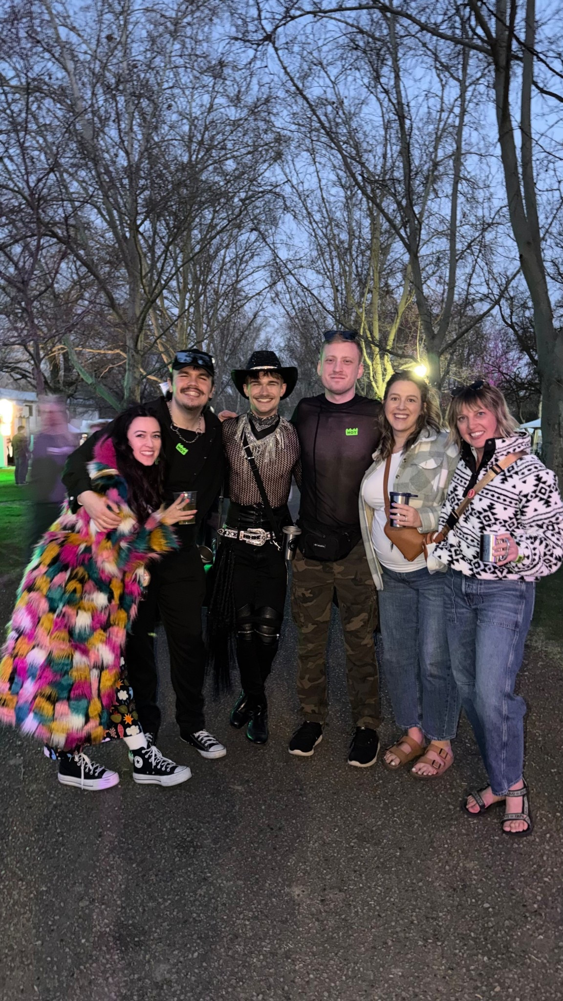 Treefort colorful rainbow fur coat