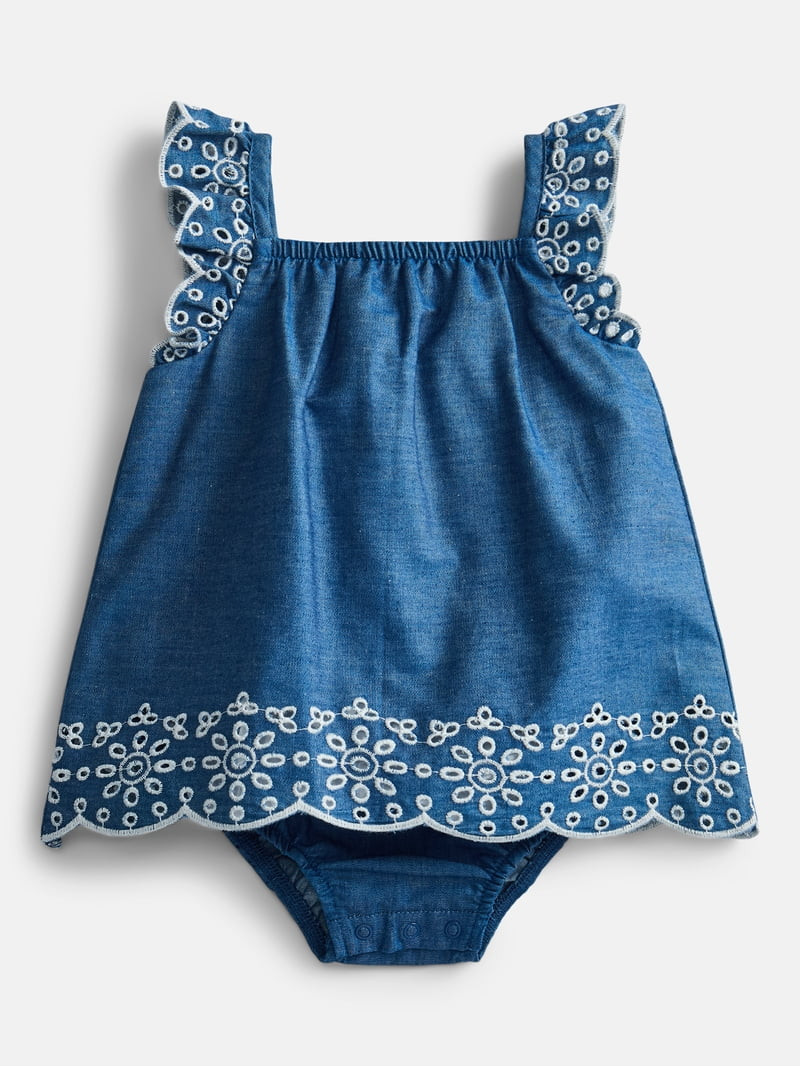 Wonder Nation Baby Girls Eyelet Tank Romper, Sizes 0/3M-24M | Walmart (US)