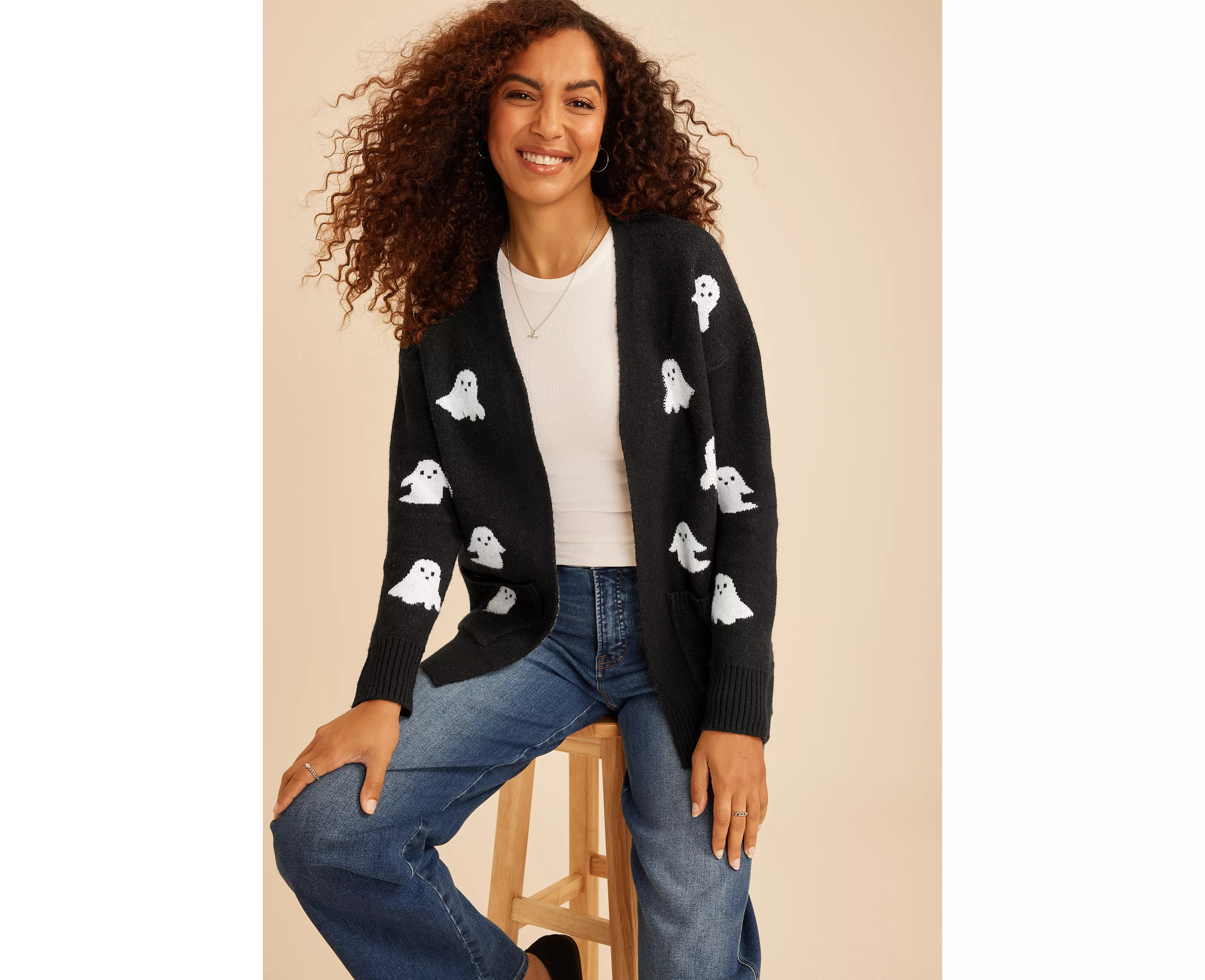 Beaded Ghost Open Front Cardigan | maurices | Maurices
