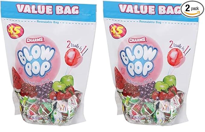 Charms Blow Pops, Assorted Flavors, 45 Count - 29.25 Ounce Bag (Packaging may vary) (Pack of 2) | Amazon (US)