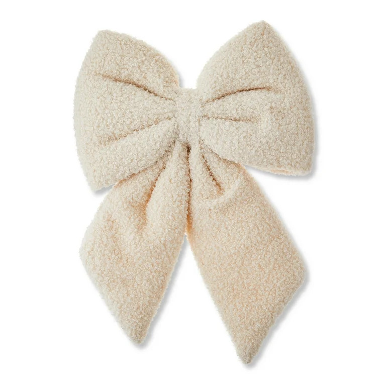Ivory Sherpa Puffy Decorative Christmas Bow, 11", by Holiday Time | Walmart (US)