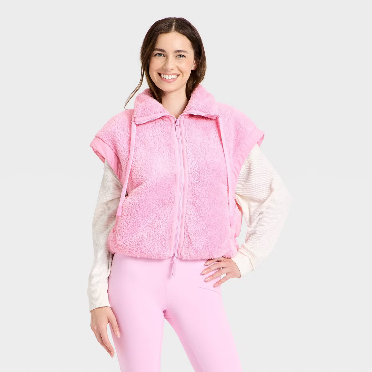 Women's High Pile & Puffer Mix Vest - JoyLab™ | Target