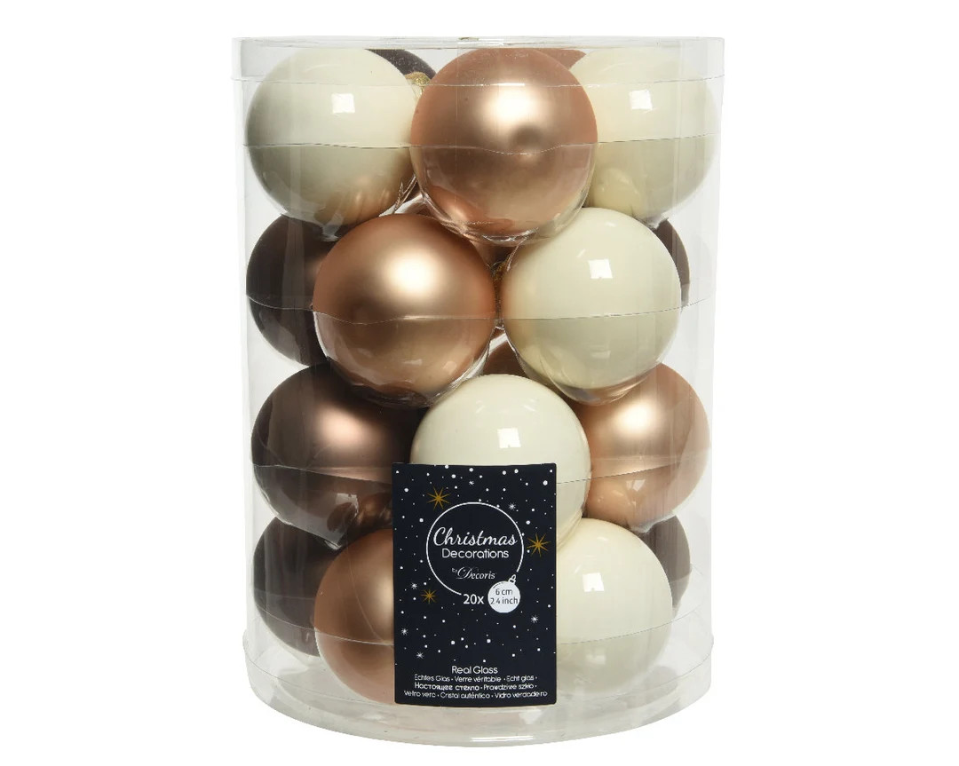 Christmas Balls Glass 6 Cm Brown / Beige Set of 20 - Etsy | Etsy (US)